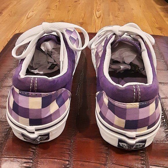 Vans Purple Checkered Low Top Lace Up Canvas Sneakers Womens 8.5 / Men's… - Picture 6 of 11